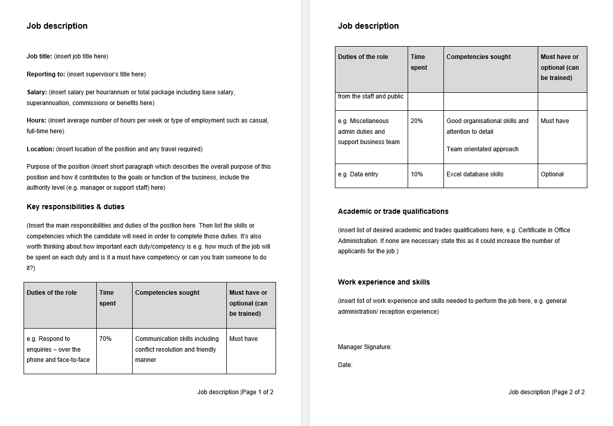 Job Description すぐに使える無料テンプレート集 13 Global人事ラボ